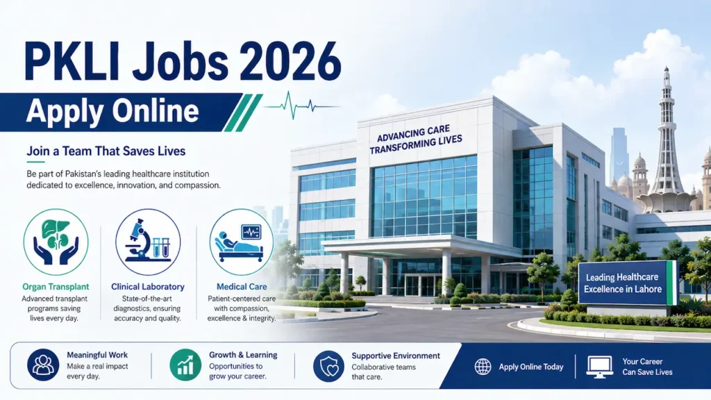 Pakistan Kidney and Liver Institute PKLI Lahore jobs 2026 advertisement banner