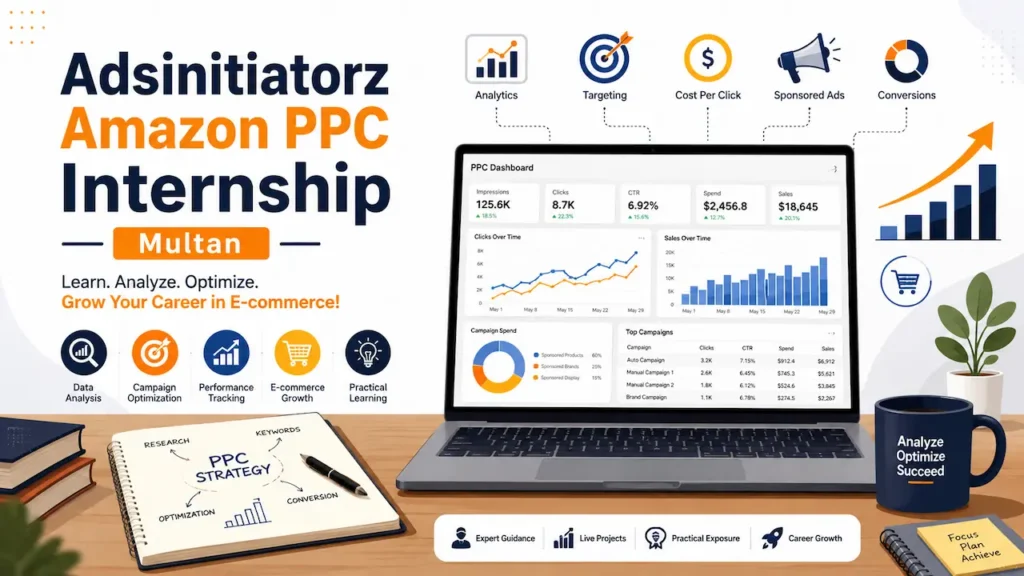 Adsinitiatorz Amazon PPC Internship Multan advertisement banner
